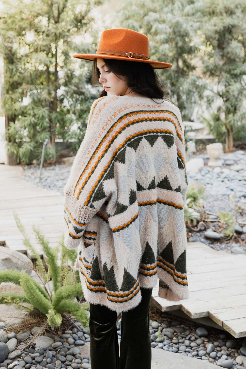 Faux Hair Aztec Pocket Ruana Ponchos Leto Collection   