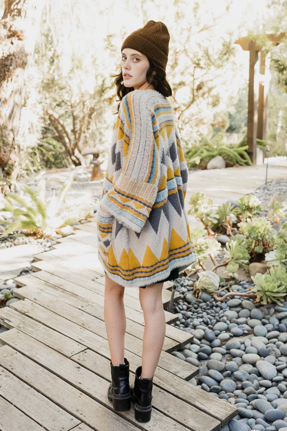 Faux Hair Aztec Pocket Ruana Ponchos Leto Collection   