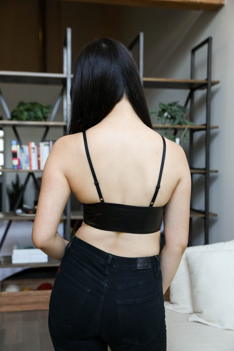 Faux Leather Longline Bralette - NeoKira Unlimited