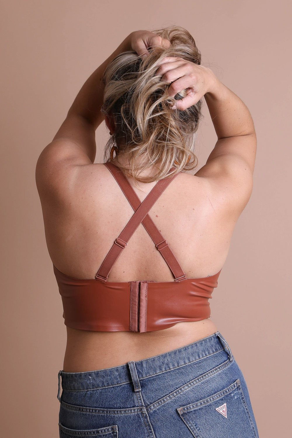 Faux Leather Longline Bralette Plus Bralette Plus Leto Collection   