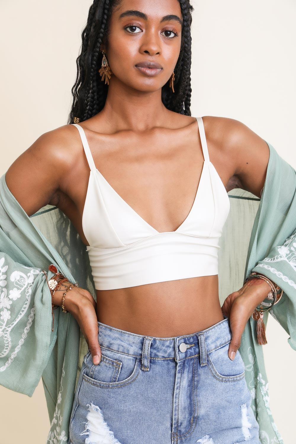 Faux Leather Longline Bralette - NeoKira Unlimited