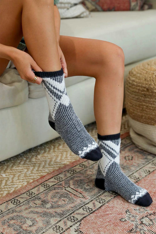 Faux Mohair Diamond Pattern Socks - NeoKira Unlimited