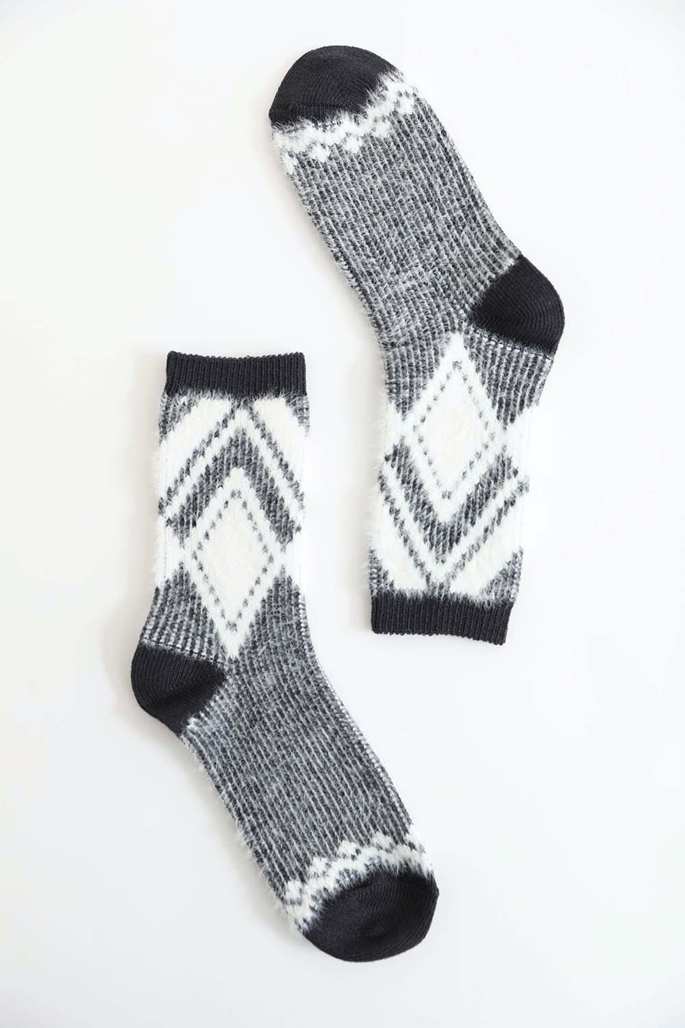 Faux Mohair Diamond Pattern Socks - NeoKira Unlimited