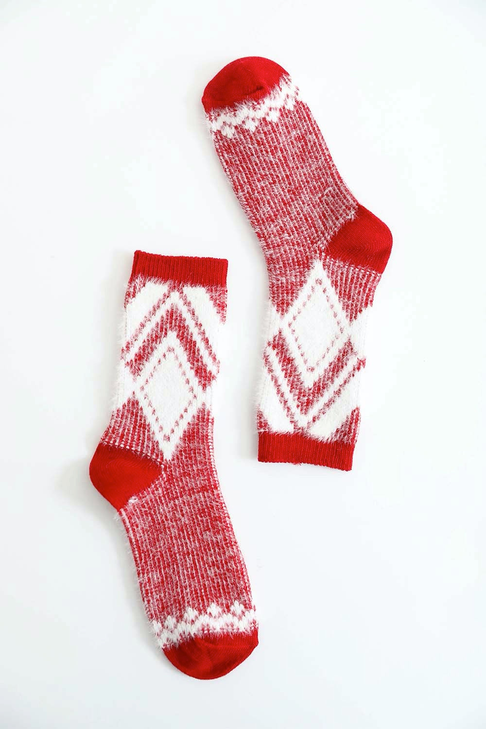 Faux Mohair Diamond Pattern Socks - NeoKira Unlimited