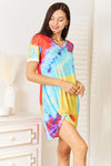 Tie-Dye V-Neck Twisted Dress Mini Dress Trendsi   