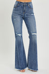 RISEN High Waist Distressed Fare Jeans Jeans Trendsi   