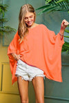 Solid Round Neck Loose Fit Kimono Sleeve Sweater  Davi & Dani   