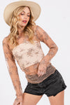 SAGE + FIG Mesh Long Sleeve Sheer Floral Embroidery Top Top Trendsi Nude S 