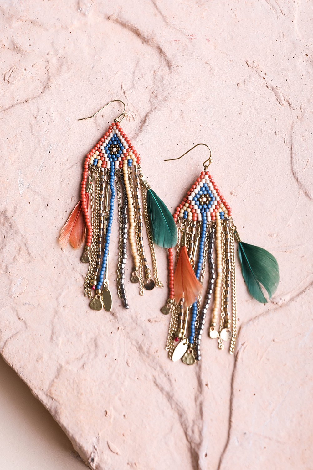 Feather & Beads Boho Earrings - NeoKira Unlimited