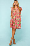 Haptics Full Size Ruffled Printed Dress with Side Pockets Mini Dress Trendsi   