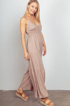 VERY J Sleeveless Ruched Wide Leg Jumpsuit Jumpsuits Trendsi   