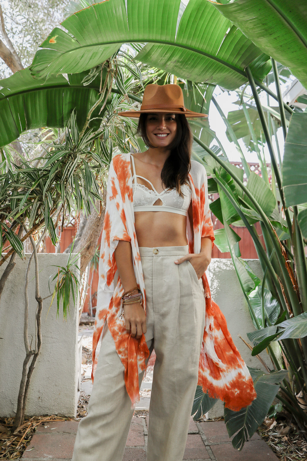 Festive Tie-Dye Kimono Kimono Leto Collection Rust  