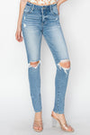 Risen Full Size High Rise Knee Distressed Skinny Jeans Jeans Trendsi   