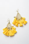 Filigree Raffia Tassel Earrings Earrings Leto Collection Yellow  