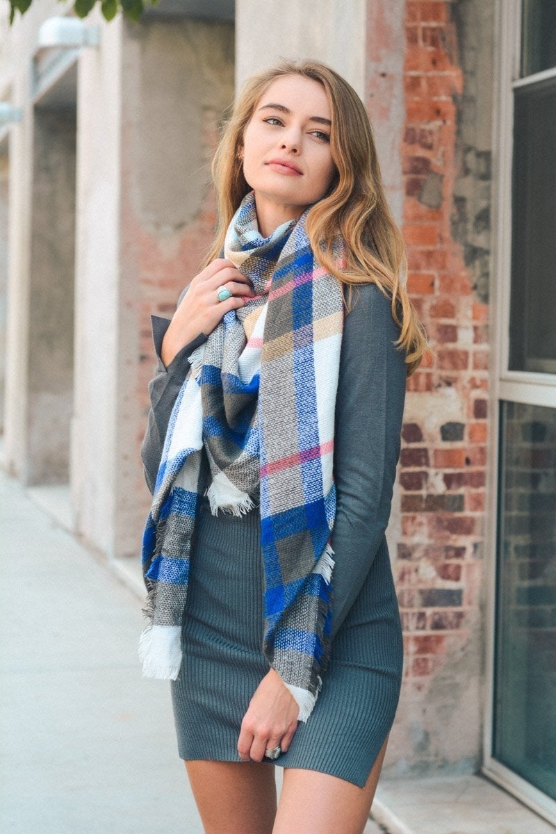 Flannel Frayed Edge Blanket Scarf - NeoKira Unlimited