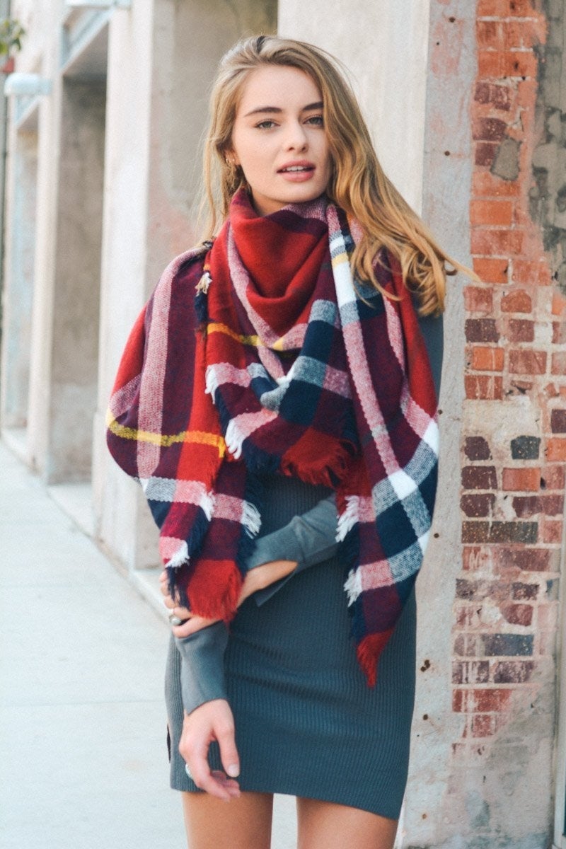 Flannel Frayed Edge Blanket Scarf - NeoKira Unlimited