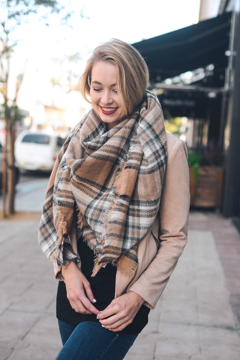 Flannel Frayed Edge Blanket Scarf - NeoKira Unlimited