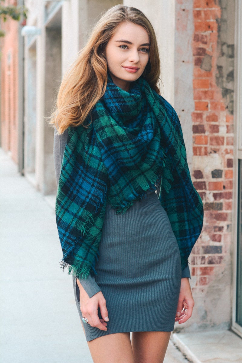 Flannel Frayed Edge Blanket Scarf - NeoKira Unlimited