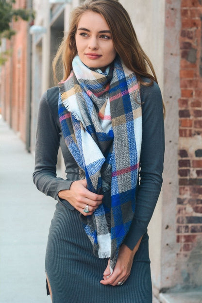 Flannel Frayed Edge Blanket Scarf - NeoKira Unlimited