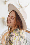 Flat Brim Buckle Hat Hats & Hair Leto Collection Ecru  