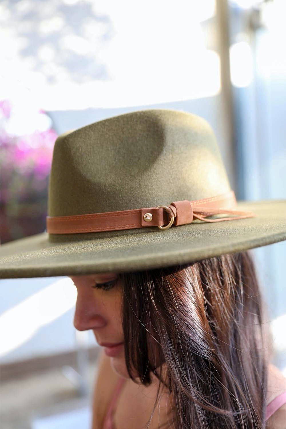 Flat Brim Buckle Hat Hats & Hair Leto Collection Olive  