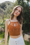 High Neck Flora Seamless Mesh Lace Bralette Bralette Leto Collection XS/S Camel 