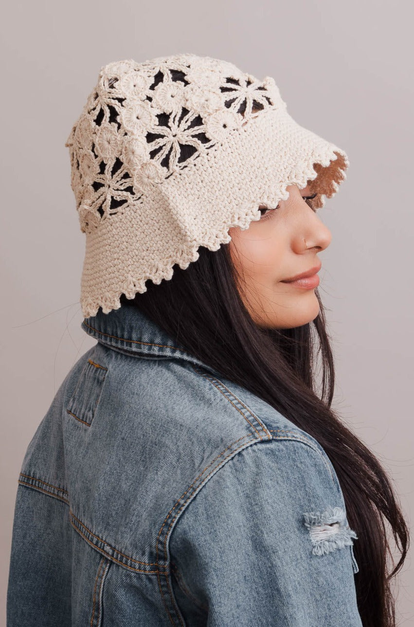 Floral Crochet Bucket Sun Hat - NeoKira Unlimited