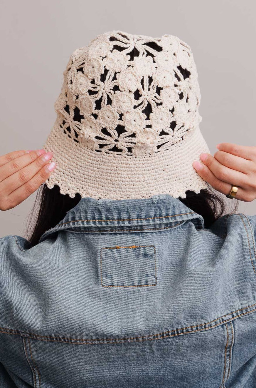 Floral Crochet Bucket Sun Hat - NeoKira Unlimited
