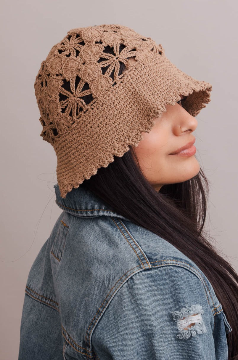 Floral Crochet Bucket Sun Hat - NeoKira Unlimited