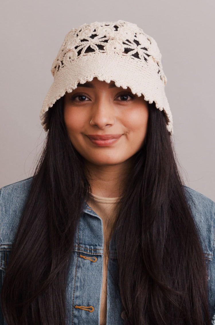 Floral Crochet Bucket Sun Hat - NeoKira Unlimited