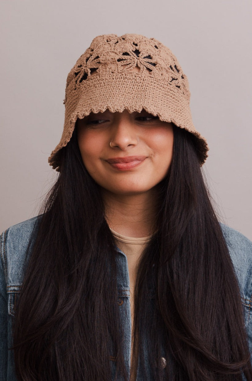 Floral Crochet Bucket Sun Hat - NeoKira Unlimited