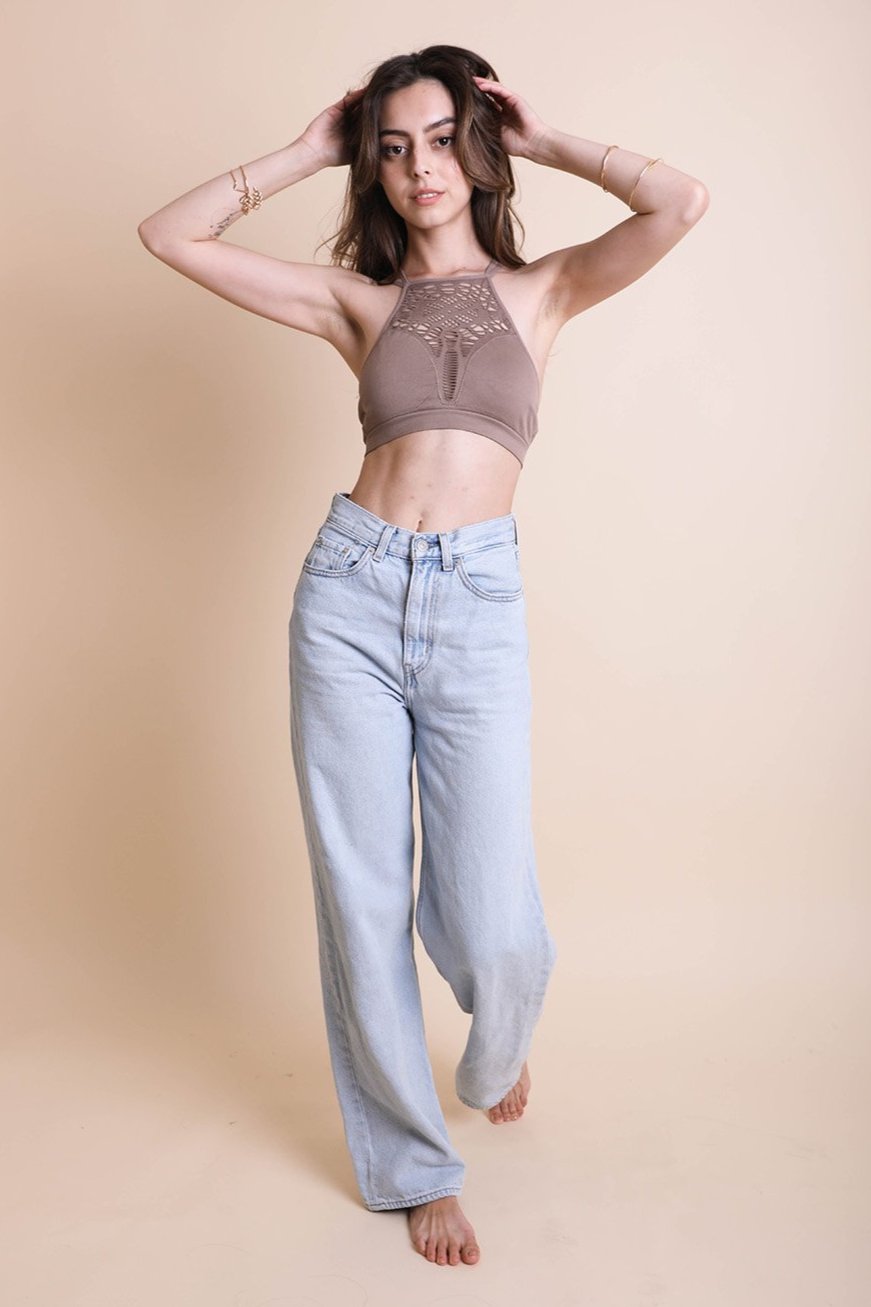 Floral Cutout Seamless High Neck - NeoKira Unlimited