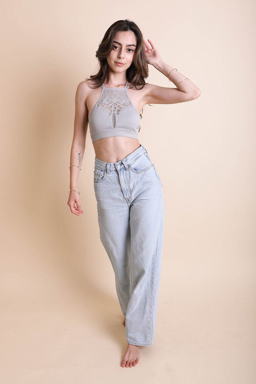 Floral Cutout Seamless High Neck - NeoKira Unlimited