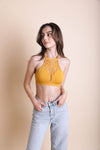 Floral Cutout Seamless High Neck Bralette Leto Collection XS/S Mustard 