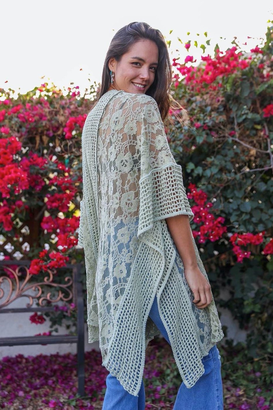 Open Front Floral Knit Kimono – Casual Elegance - NeoKira Unlimited