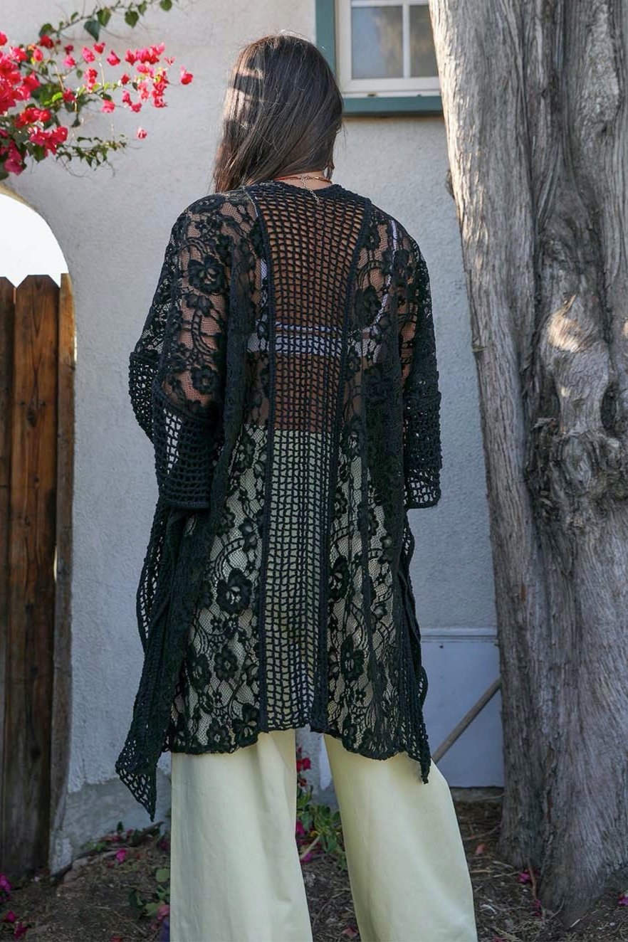 Open Front Floral Knit Kimono – Casual Elegance - NeoKira Unlimited