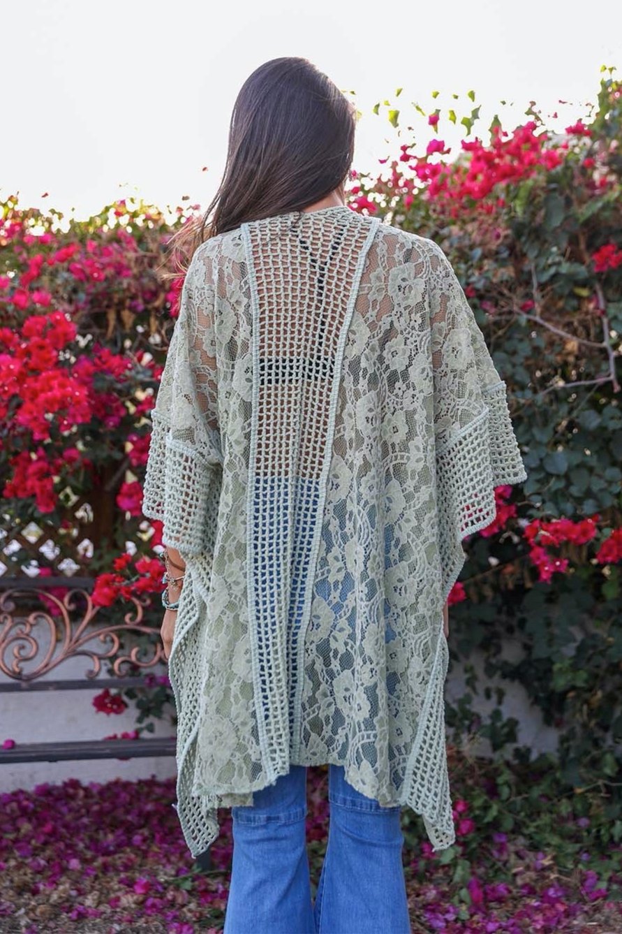 Open Front Floral Knit Kimono – Casual Elegance - NeoKira Unlimited