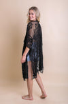 Floral Mandala Mesh Kimono Ponchos Leto Collection Black  