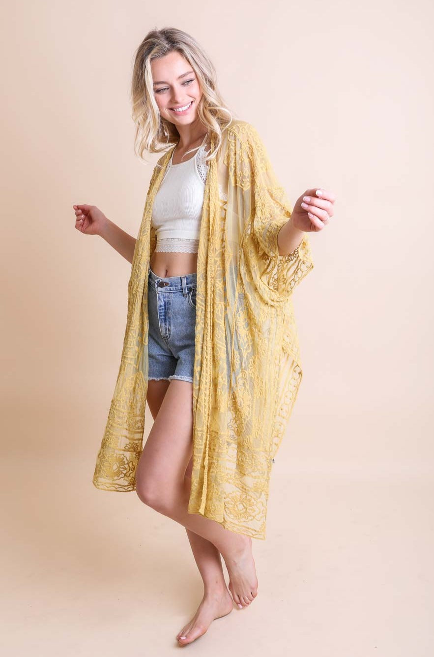 Floral Mandala Mesh Kimono - NeoKira Unlimited