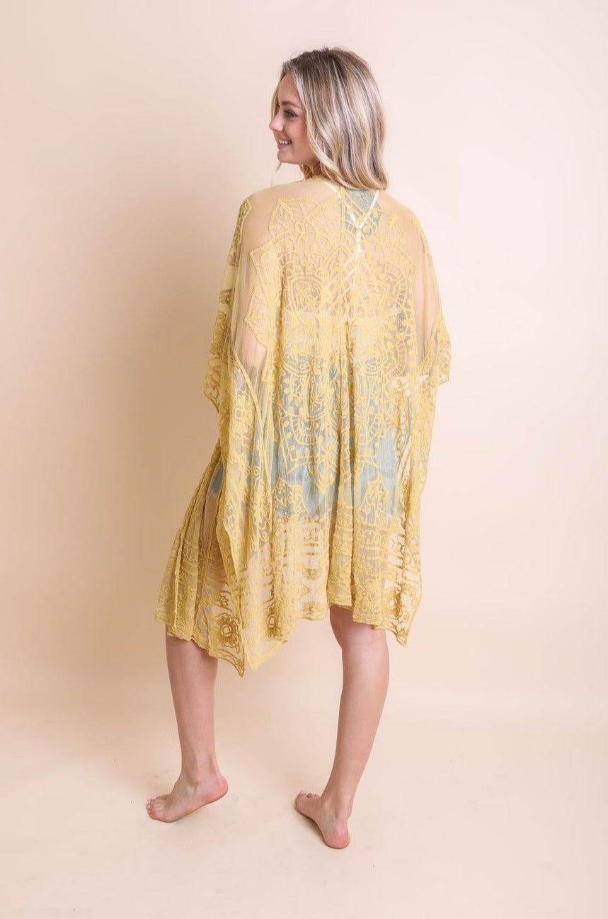 Floral Mandala Mesh Kimono - NeoKira Unlimited