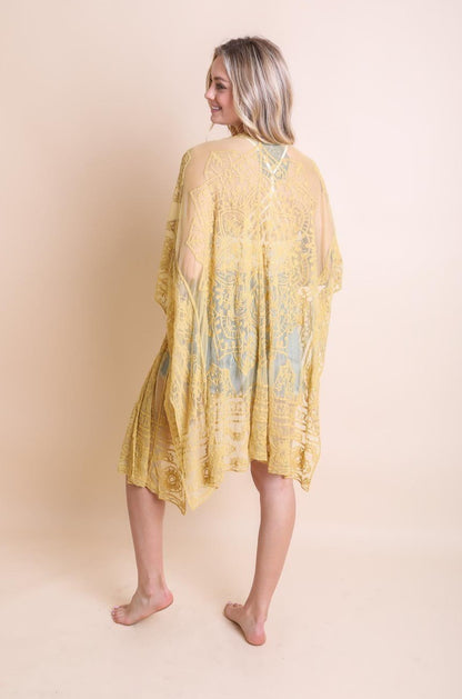 Floral Mandala Mesh Kimono Ponchos