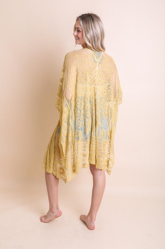 Floral Mandala Mesh Kimono - NeoKira Unlimited