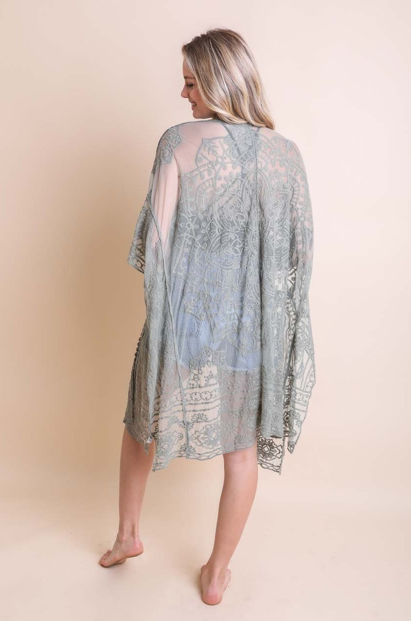 Floral Mandala Mesh Kimono Ponchos Leto Collection   