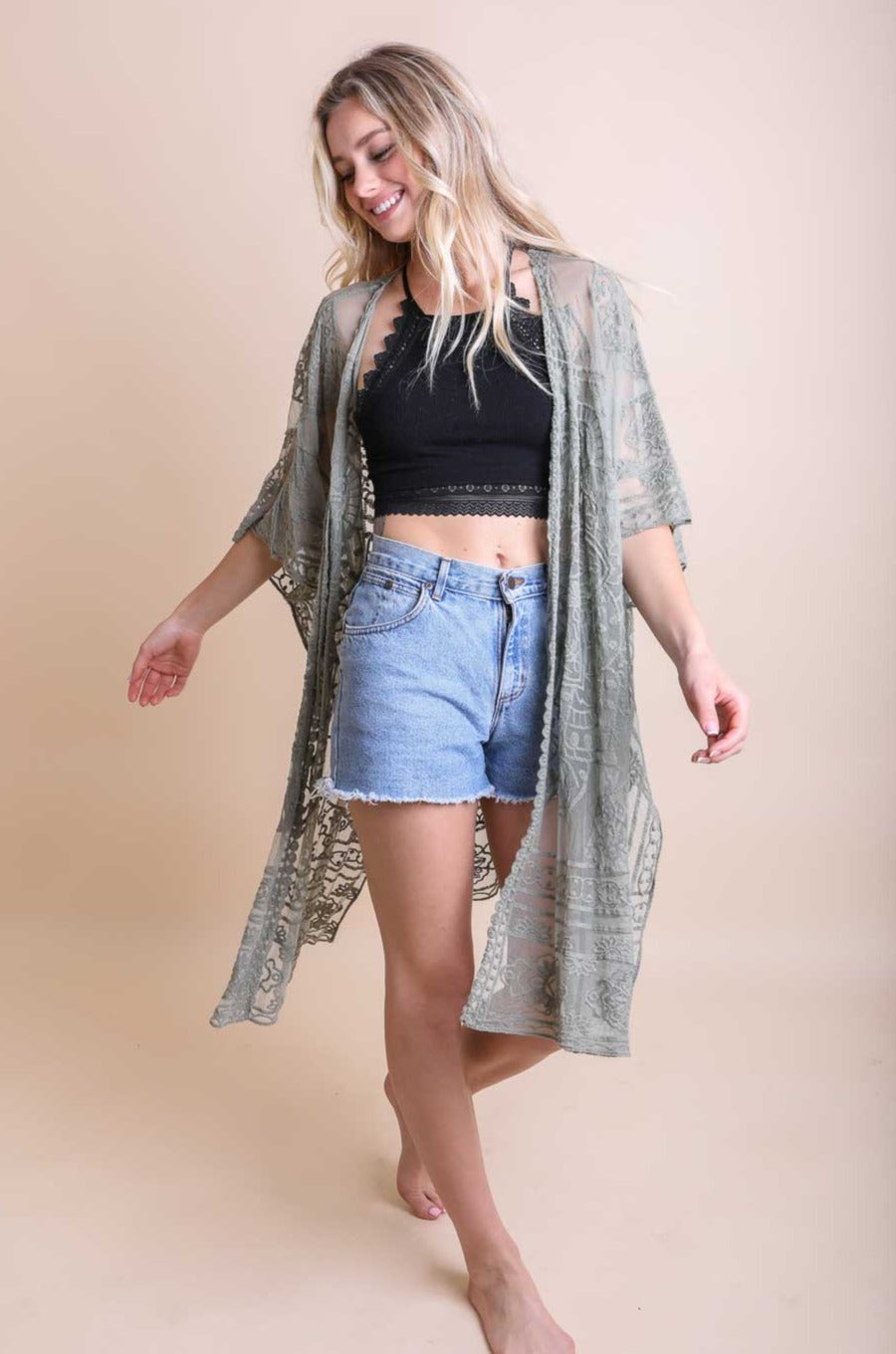 Floral Mandala Mesh Kimono Ponchos Leto Collection   