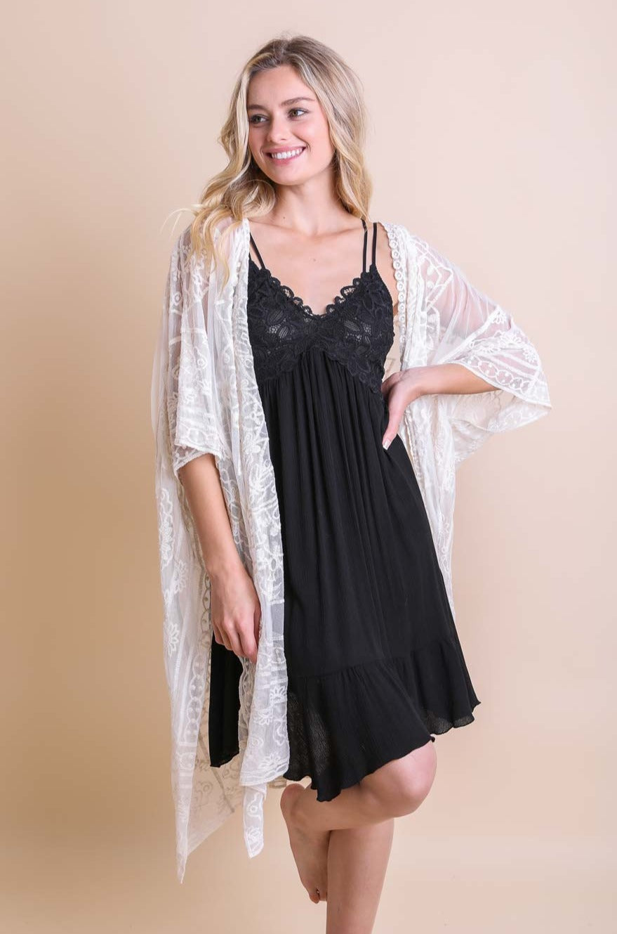 Floral Mandala Mesh Kimono Ponchos Leto Collection   