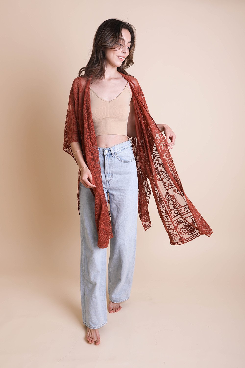 Floral Mandala Mesh Kimono - NeoKira Unlimited