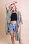 Floral Mandala Mesh Kimono Ponchos Leto Collection Sage  