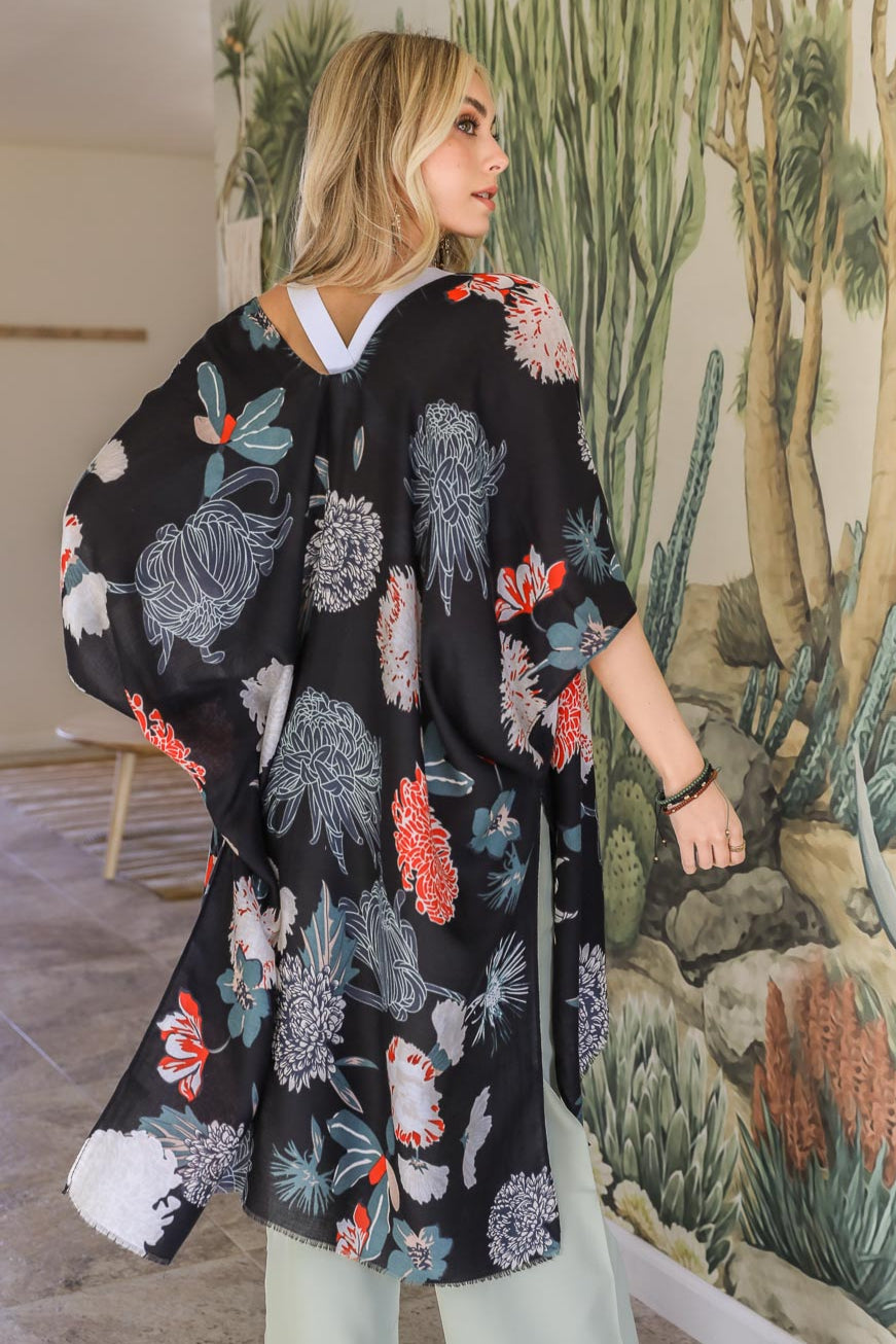 Floral Motif Combo Kimono - NeoKira Unlimited