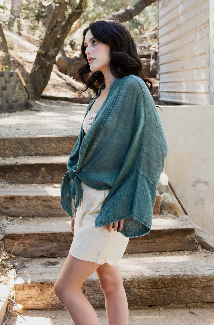 Flounce Sleeve Kimono Wrap Kimono Leto Collection   