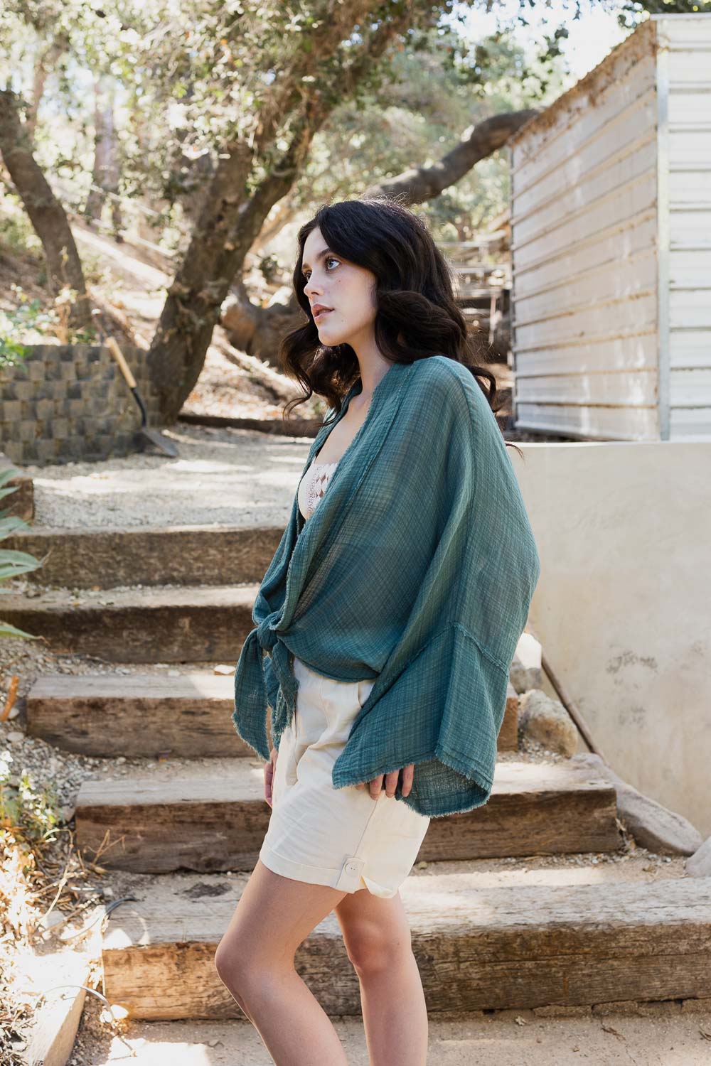 Flounce Tie-Front Kimono Wrap Kimono Leto Collection   